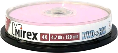 Набор дисков DVD+RW Mirex 4X 4.7GB / UL130022A4L (10шт)