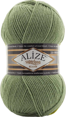 Пряжа для вязания Alize Superlana 25% шерсть, 75% акрил / 852 (280м, зеленый)