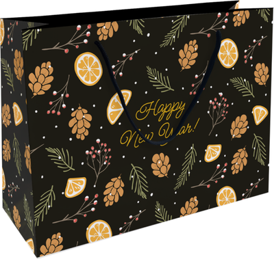 Пакет подарочный Be Smart Шишки / N5707 (черный)