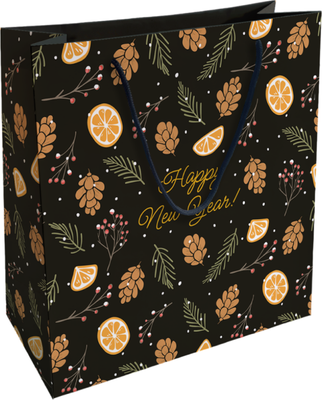 Пакет подарочный Be Smart Шишки / N4481 (черный)