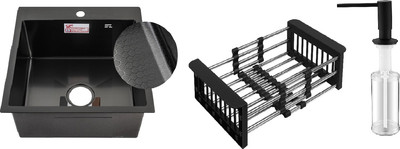 Мойка кухонная Schtoff Best Decor Black 4550+ KR-1 Black + SD-1 Black (с коландером и дозатором)