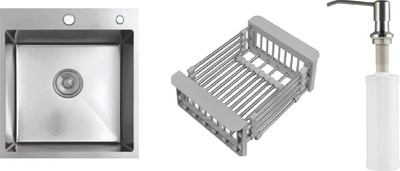 Мойка кухонная Schtoff Best Decor Silver 4550 + KR-1 Grey + SD-1 Silver (с коландером и дозатором)