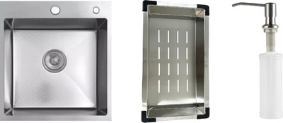 Мойка кухонная Schtoff Best Decor Silver 4550 + K-1 Black + SD-1 Silver (с коландером и дозатором)