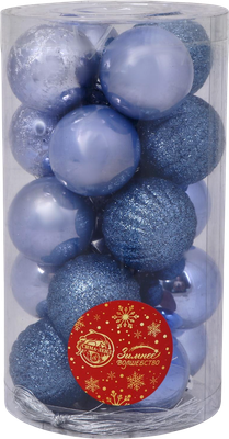Набор шаров новогодних Зимнее волшебство Ассорти / 6490371 (20шт, сиреневый)