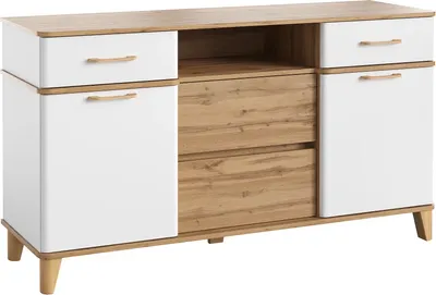 Тумба MODULA Карпин INV01T-2D4S-1584/491/880(02) (дуб натюрэль/белый)