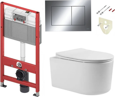 Унитаз подвесной с инсталляцией Grado GD-W204T + TECE Kit 9400412 (с кнопкой смыва)