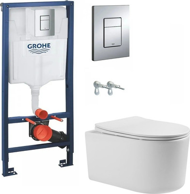 Унитаз подвесной с инсталляцией Grado GD-W204T + GROHE Rapid SL 38772001 (с кнопкой смыва)