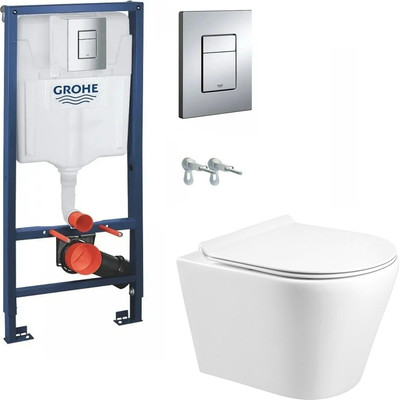 Унитаз подвесной с инсталляцией Grado GD-W201T + GROHE Rapid SL 38772001 (с кнопкой смыва)