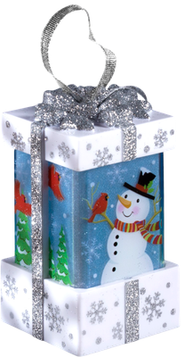 Световая фигурка Luazon Белый подарок со снеговиком 7599701