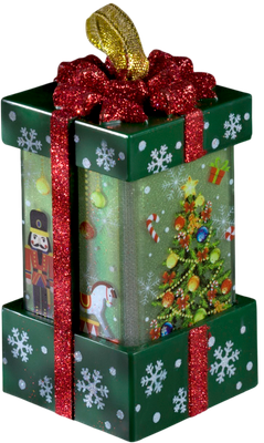 Световая фигурка Luazon Зеленый подарок с елкой 7599699