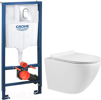 Унитаз подвесной с инсталляцией Grado GD-W203T + GROHE Rapid SL 39504000 (с кнопкой смыва)