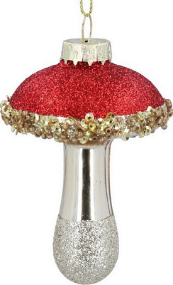 Елочная игрушка Gisela Graham Красный гриб All Glass / 01275