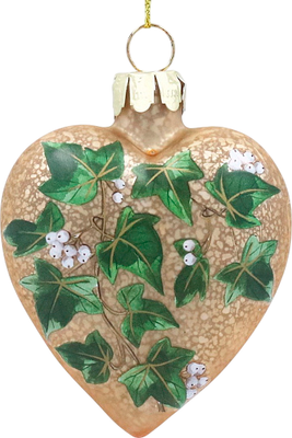 Елочная игрушка Gisela Graham All Glass Сердце с листьями плюща / 00675