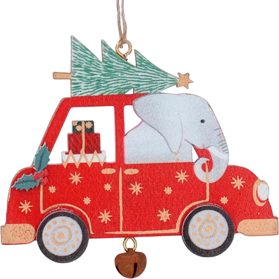 Елочная игрушка Gisela Graham Going Home For Christmas Слон в машине / 10352_2