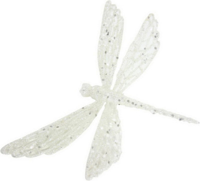 Елочная игрушка Gisela Graham Snowberries Белая сверкающая стрекоза / 12833