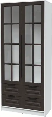 Шкаф с витриной Интерлиния Концепт КТ-ШВ2 Деко (белый платинум/дуб английский)