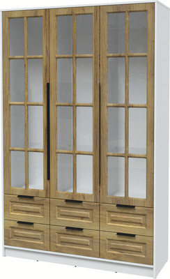 Шкаф с витриной Интерлиния Концепт КТ-ШВ3 Деко (белый платинум/дуб вотан)