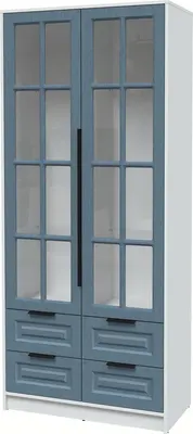 Шкаф с витриной Интерлиния Концепт КТ-ШВ2 Деко (белый платинум/дуб лазурный)