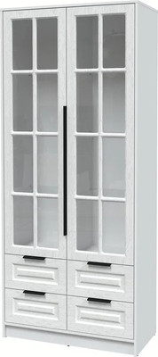 Шкаф с витриной Интерлиния Концепт КТ-ШВ2 Деко (белый платинум/дуб полярный)