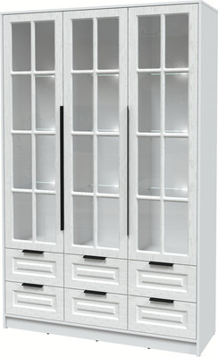 Шкаф с витриной Интерлиния Концепт КТ-ШВ3 с подсветкой Деко (белый платинум/дуб полярный)