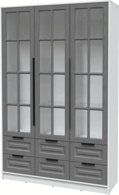 Шкаф с витриной Интерлиния Концепт КТ-ШВ3 Деко (белый платинум/дуб серый)