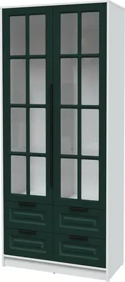 Шкаф с витриной Интерлиния  Концепт КТ-ШВ2 Деко (белый платинум/изумруд)