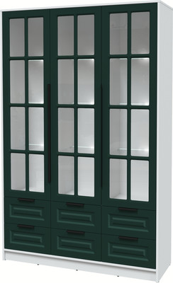 Шкаф с витриной Интерлиния Концепт КТ-ШВ3 с подсветкой Деко (белый платинум/изумруд)