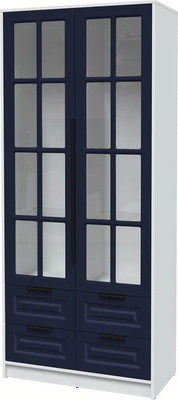 Шкаф с витриной Интерлиния Концепт КТ-ШВ2 Деко ( белый платинум/индиго)