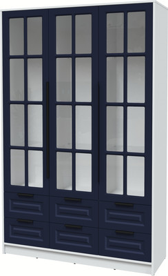 Шкаф с витриной Интерлиния Концепт КТ-ШВ3 Деко (белый платинум/индиго)