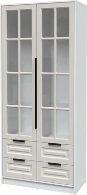 Шкаф с витриной Интерлиния Концепт КТ-ШВ2 Деко (белый платинум/кашемир)