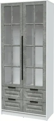 Шкаф с витриной Интерлиния Концепт КТ-ШВ2 Деко (белый платинум/керамика)