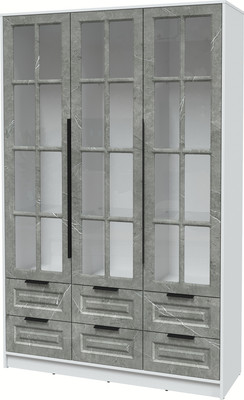 Шкаф с витриной Интерлиния Концепт КТ-ШВ3 Деко (белый платинум/керамика)