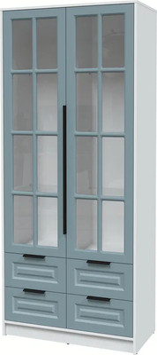 Шкаф с витриной Интерлиния Концепт КТ-ШВ2 Деко (белый платинум/океан)