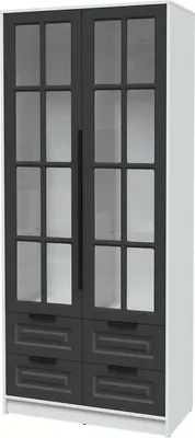Шкаф с витриной Интерлиния  Концепт КТ-ШВ2 Деко (белый платинум/пепел)