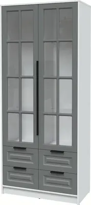 Шкаф с витриной Интерлиния  Концепт КТ-ШВ2 Деко (белый платинум/серый)
