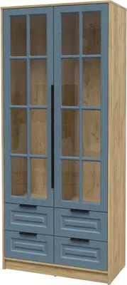 Шкаф с витриной Интерлиния  Концепт КТ-ШВ2 Деко (дуб золотой/дуб лазурный)