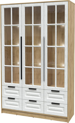 Шкаф с витриной Интерлиния Концепт КТ-ШВ3 с подсветкой Деко (дуб золотой/дуб полярный)