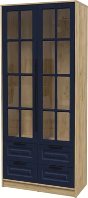Шкаф с витриной Интерлиния Концепт КТ-ШВ2 Деко (дуб золотой/индиго)