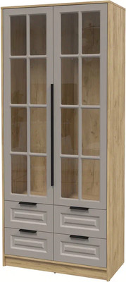 Шкаф с витриной Интерлиния Концепт КТ-ШВ2 Деко (дуб золотой/луна)