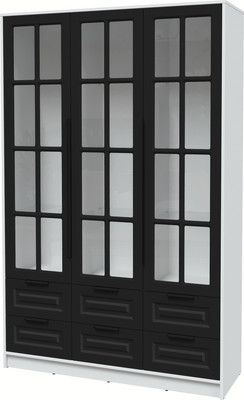 Шкаф с витриной Интерлиния Концепт КТ-ШВ3 Деко (белый платинум/черный)