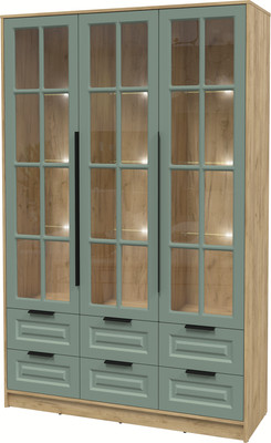 Шкаф с витриной Интерлиния Концепт КТ-ШВ3 с подсветкой Деко (дуб золотой/мята)
