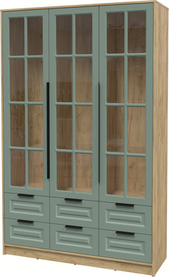 Шкаф с витриной Интерлиния Концепт КТ-ШВ3 Деко (дуб золотой/мята)