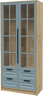 Шкаф с витриной Интерлиния Концепт КТ-ШВ2 Деко (дуб золотой/океан)