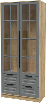 Шкаф с витриной Интерлиния  Концепт КТ-ШВ2 Деко (дуб золотой/серый)