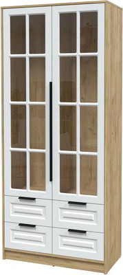 Шкаф с витриной Интерлиния  Концепт КТ-ШВ2 Деко (дуб золотой/белый)