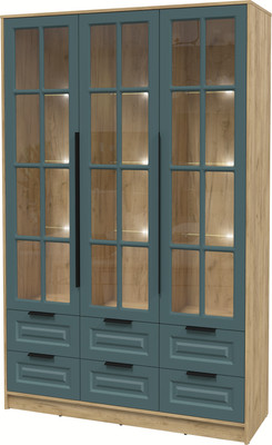 Шкаф с витриной Интерлиния Концепт КТ-ШВ3 с подсветкой Деко (дуб золотой/верде)