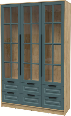 Шкаф с витриной Интерлиния Концепт КТ-ШВ3 Деко (дуб золотой/верде)