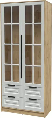 Шкаф с витриной Интерлиния Концепт КТ-ШВ2 Деко (дуб золотой/грей)