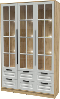 Шкаф с витриной Интерлиния Концепт КТ-ШВ3 с подсветкой Деко (дуб золотой/грей)