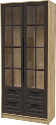 Шкаф с витриной Интерлиния Концепт КТ-ШВ2 Деко (дуб золотой/дуб английский)